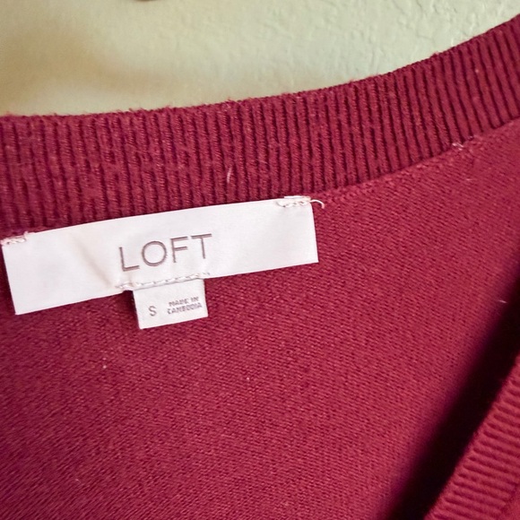 LOFT Deep Burgundy V-Neck Sweater - Picture 5 of 11
